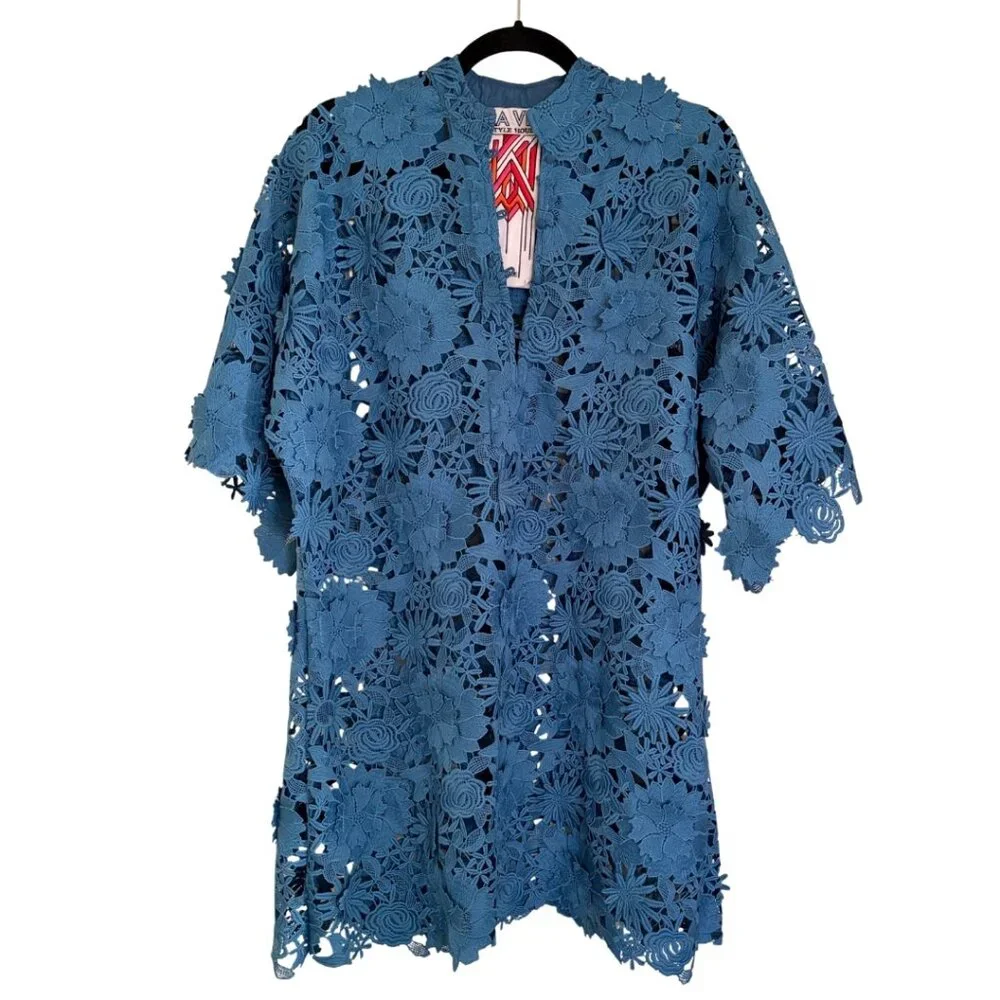 Floral Lace Mini Caftan - Picture 7 of 9